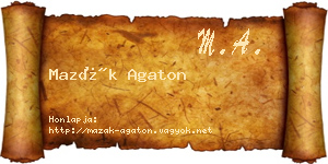 Mazák Agaton névjegykártya